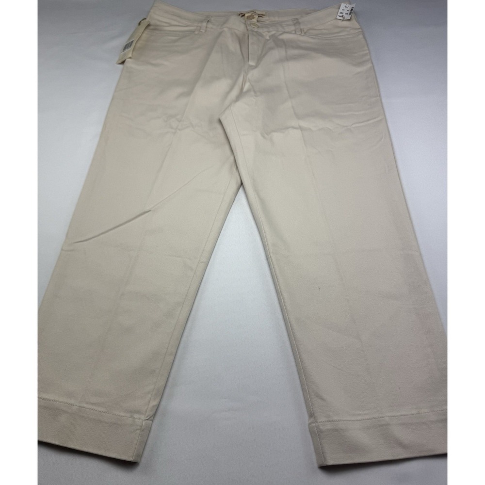 Papa Jeans Womens Pants Size 14 Beige Straight Leg Cotton Stretch NWT